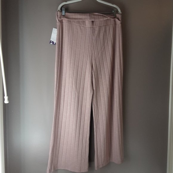 Adyson Parker New Suede Touch Wide Leg Ribbed Pants ElasticTie Waist NWT Size XL - Picture 8 of 16